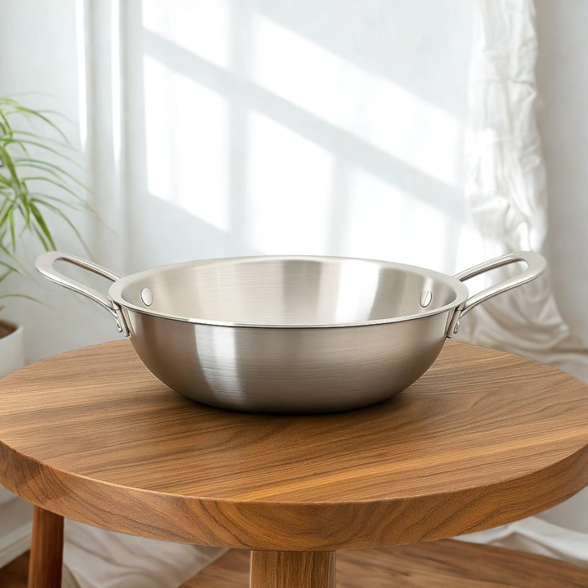 Aman Steel Kadai Tri Ply 22 cm.