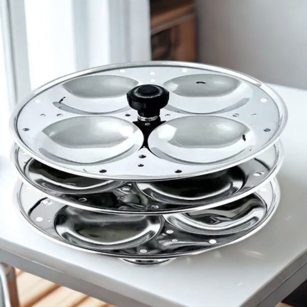 Komal Idli Stand 3 Plate (Stainless Steel) - Big