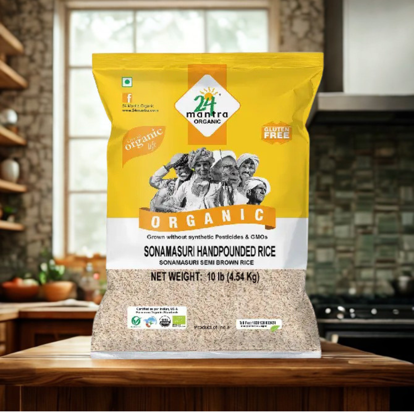 24 Mantra Organic Sona Masuri Rice (Hand Pound) 10 Lb.