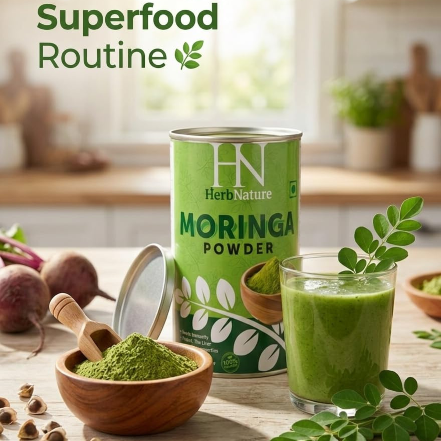 Herbs Nature Organic Moringa Powder 8 Oz.
