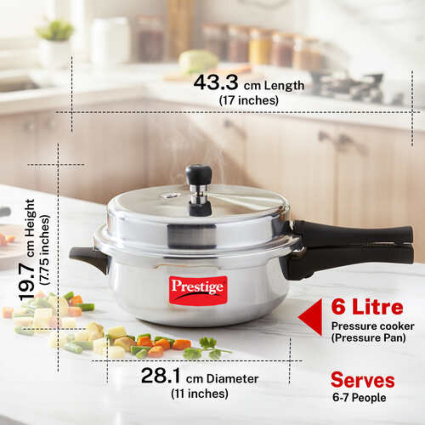 Prestige Pressure Cooker (Aluminium) 6 Liter