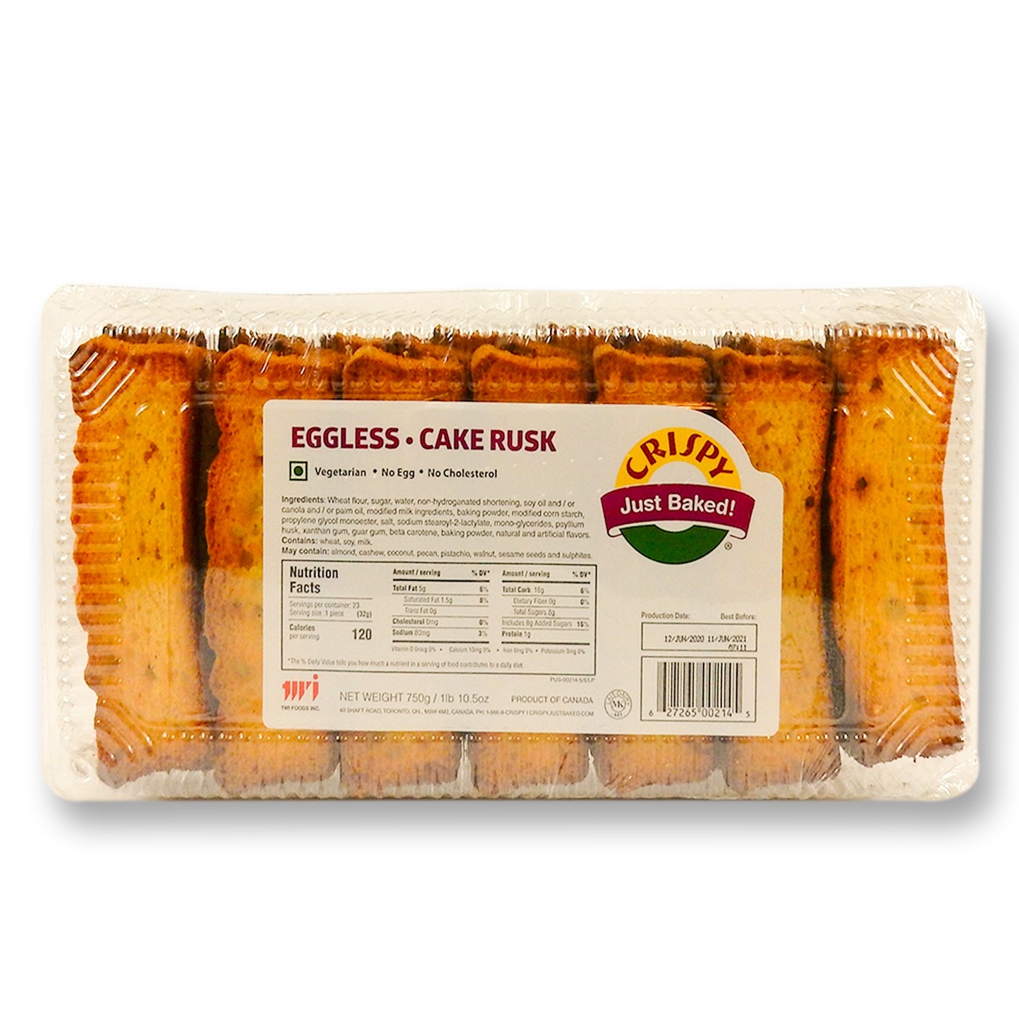 Crispeez Eggless Cake Rusk 10.5 Oz.