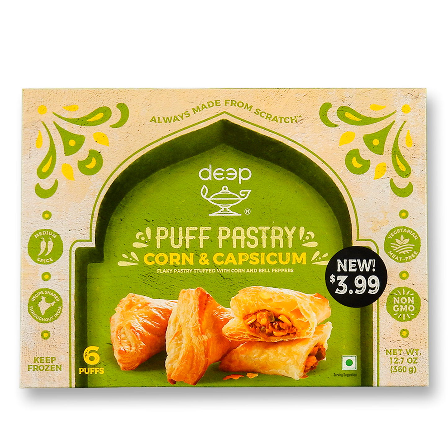Deep Corn & Capsicum Puff Pastry - 6 Pc.