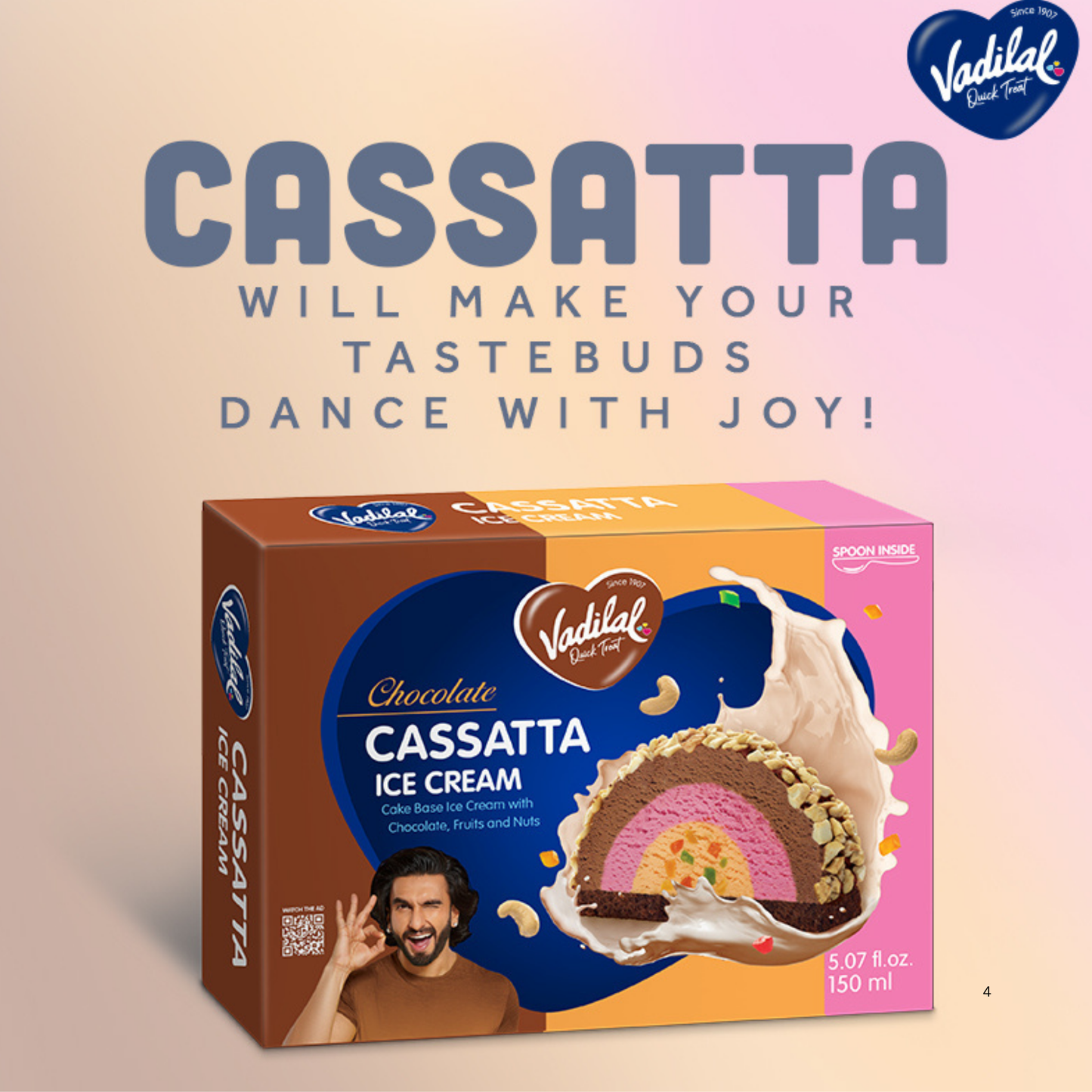 Vadilal Chocolate Cassatta Ice Cream 150 ml.