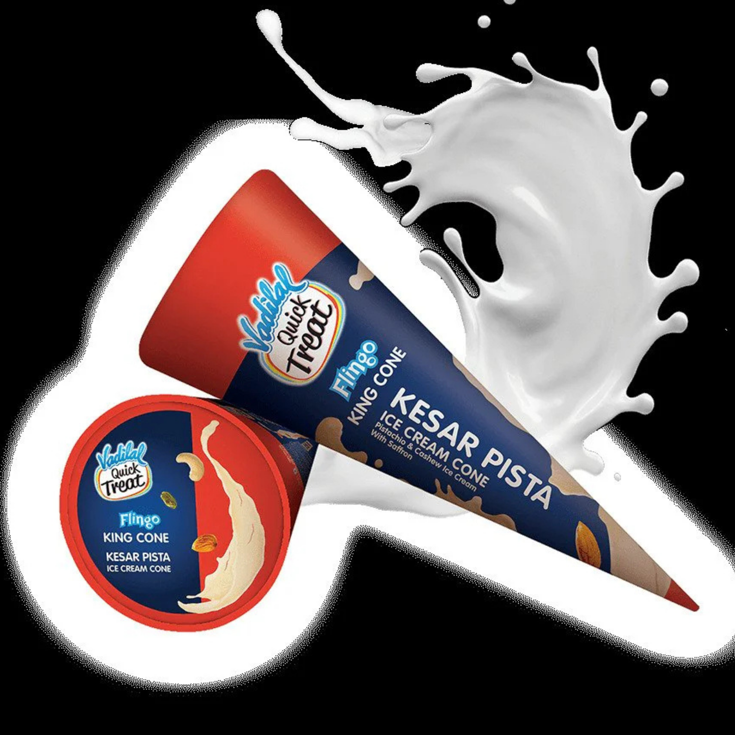 Vadilal Kesar Pista Ice Cream (Cone) 110 ml.