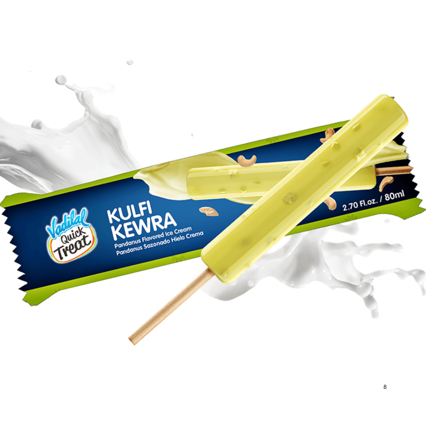 Vadilal Kewra Kulfi (Cylindrical) 80 ml.