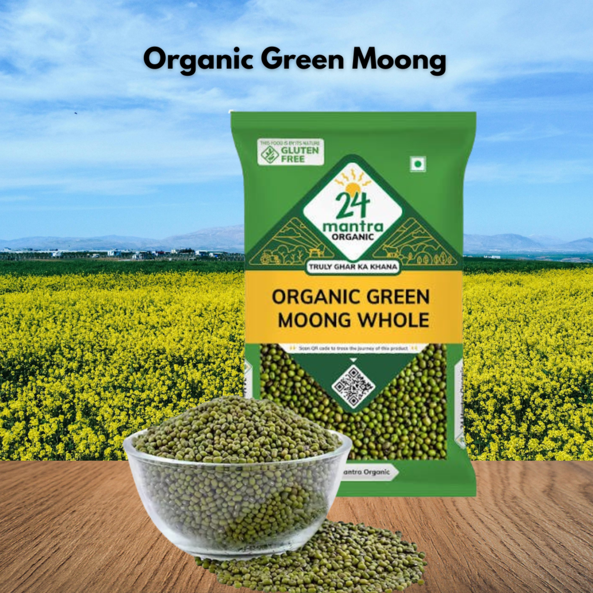 24 Mantra Organic Green Moong Whole 4 Lb.