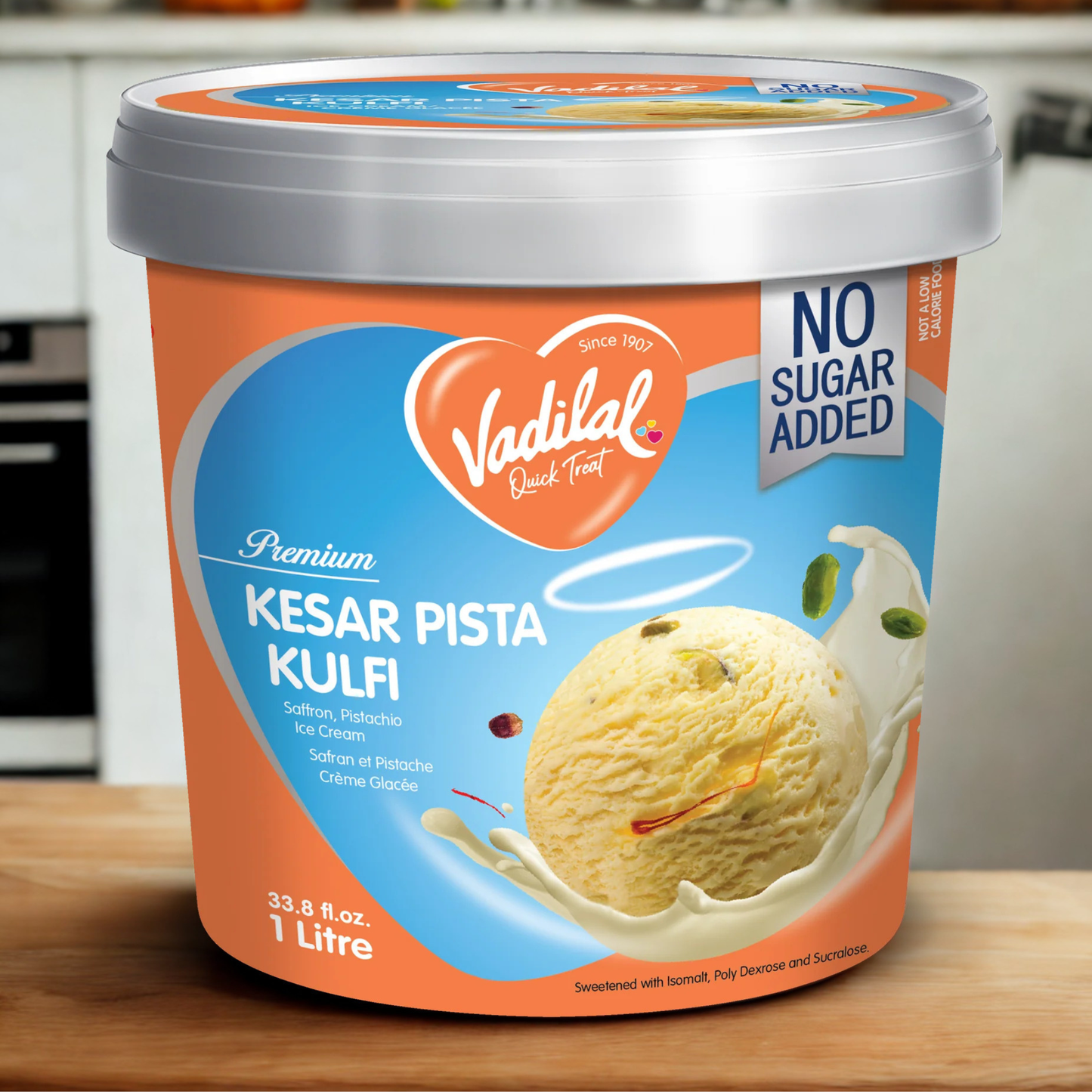 Vadilal Kesar Pista Ice Cream (Sugar Free) 1 Liter