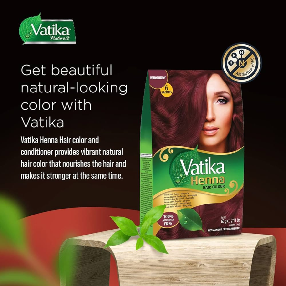 Vatika Hair Color Burgundy 60 Gm.