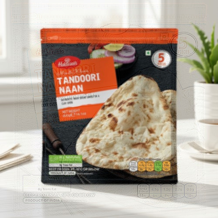 Haldiram Tandoori Naan (Frozen) - 5 Pc. - 400 Gm.