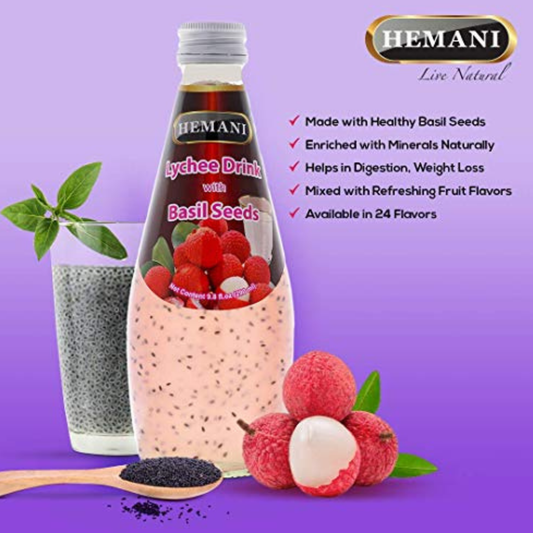 Hemani Lychee Drink with Basil 290 ml.