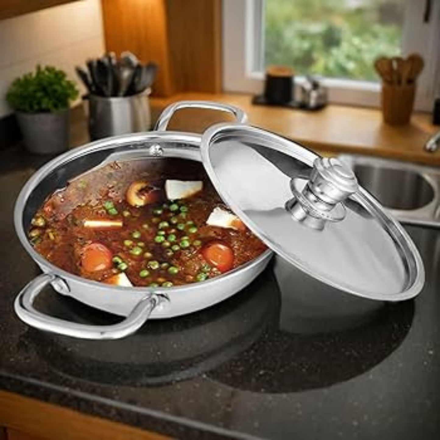 Kadai Steel 3 Ply #12 (With Lid) Nagina (Tri Cook)