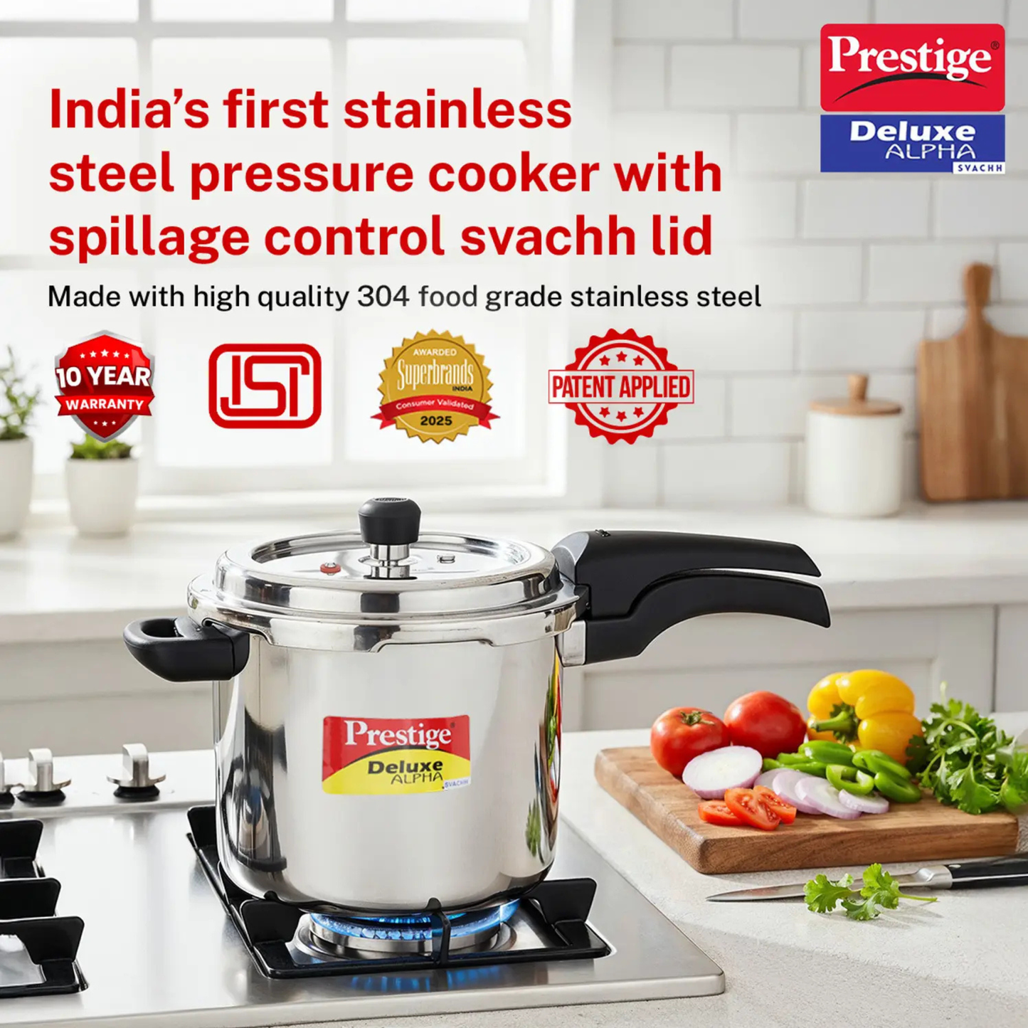 Prestige Cooker (Stainless Steel) 5.5 Liter