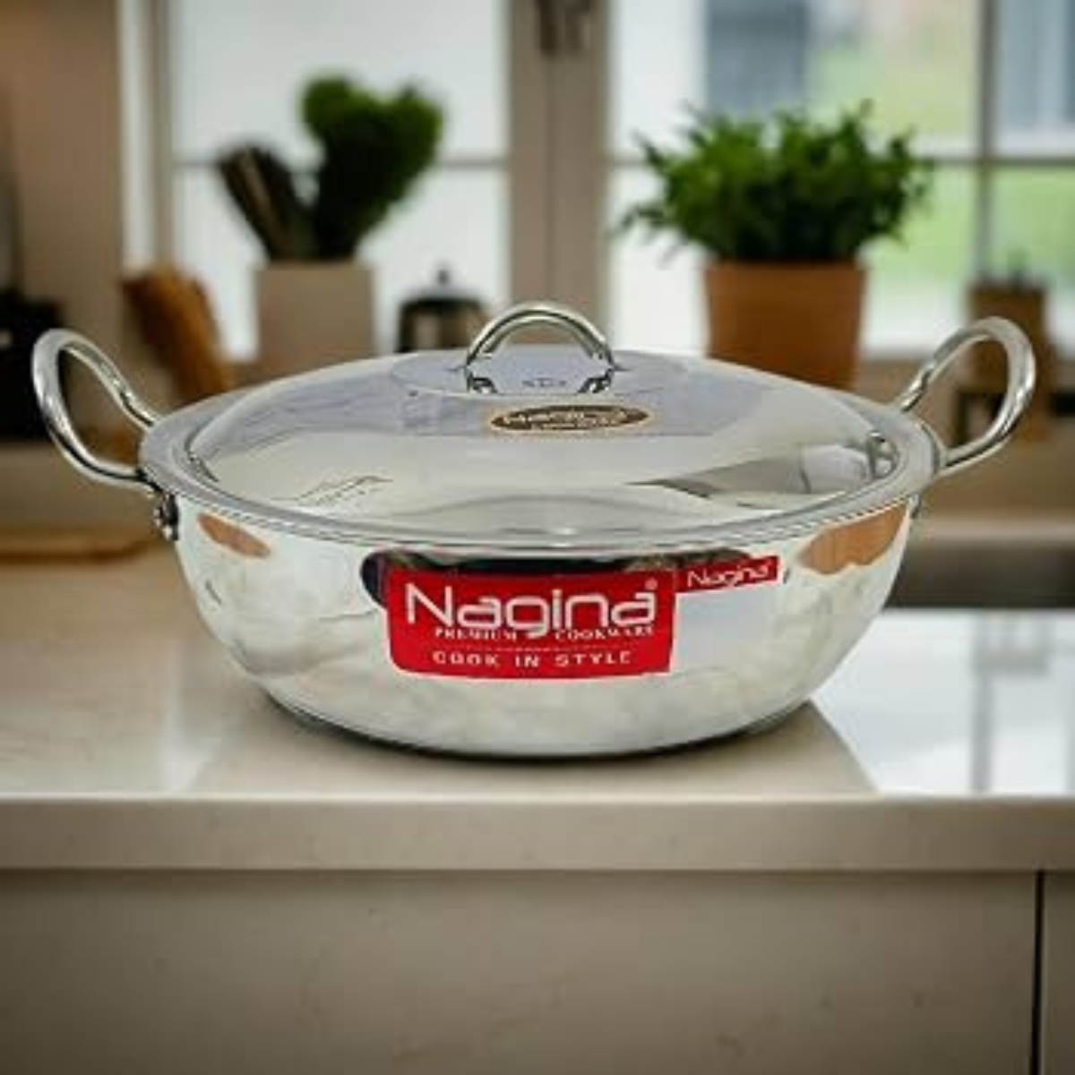 Kadai Nagina (Stainless Steel) Sandwich Bottom With Lid 14"