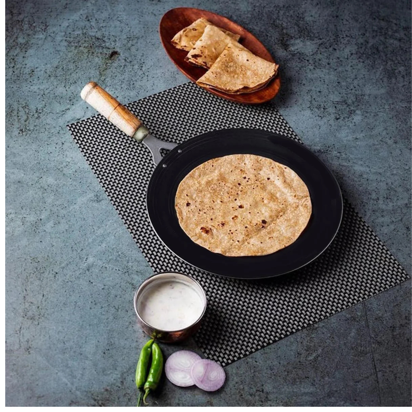 M.S. Roti Tawa Round 12" (Wooden Handle)