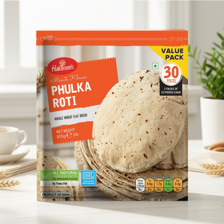 Haldiram Phulka Roti (Frozen) - 12 Pc. - 360 Gm.