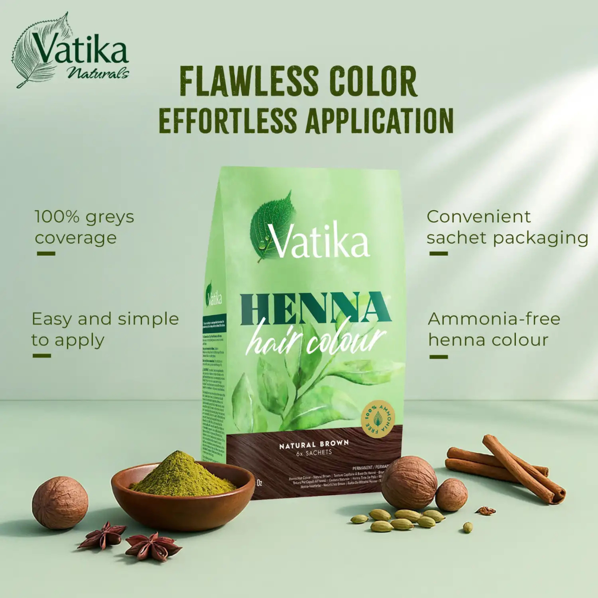 Vatika Hair Color (Natural Brown) 60 gm.