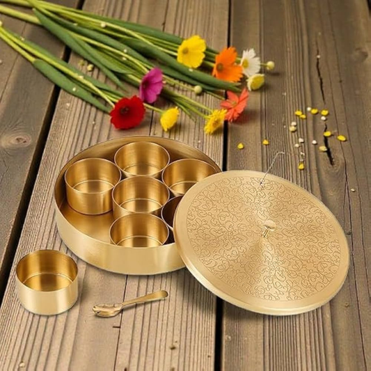 Saga Masala Box (Brass) 5"