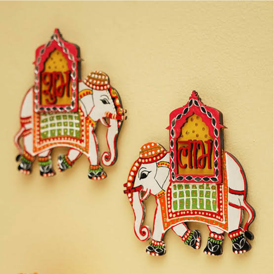 3D Shubh Labh with Elephant Sticker