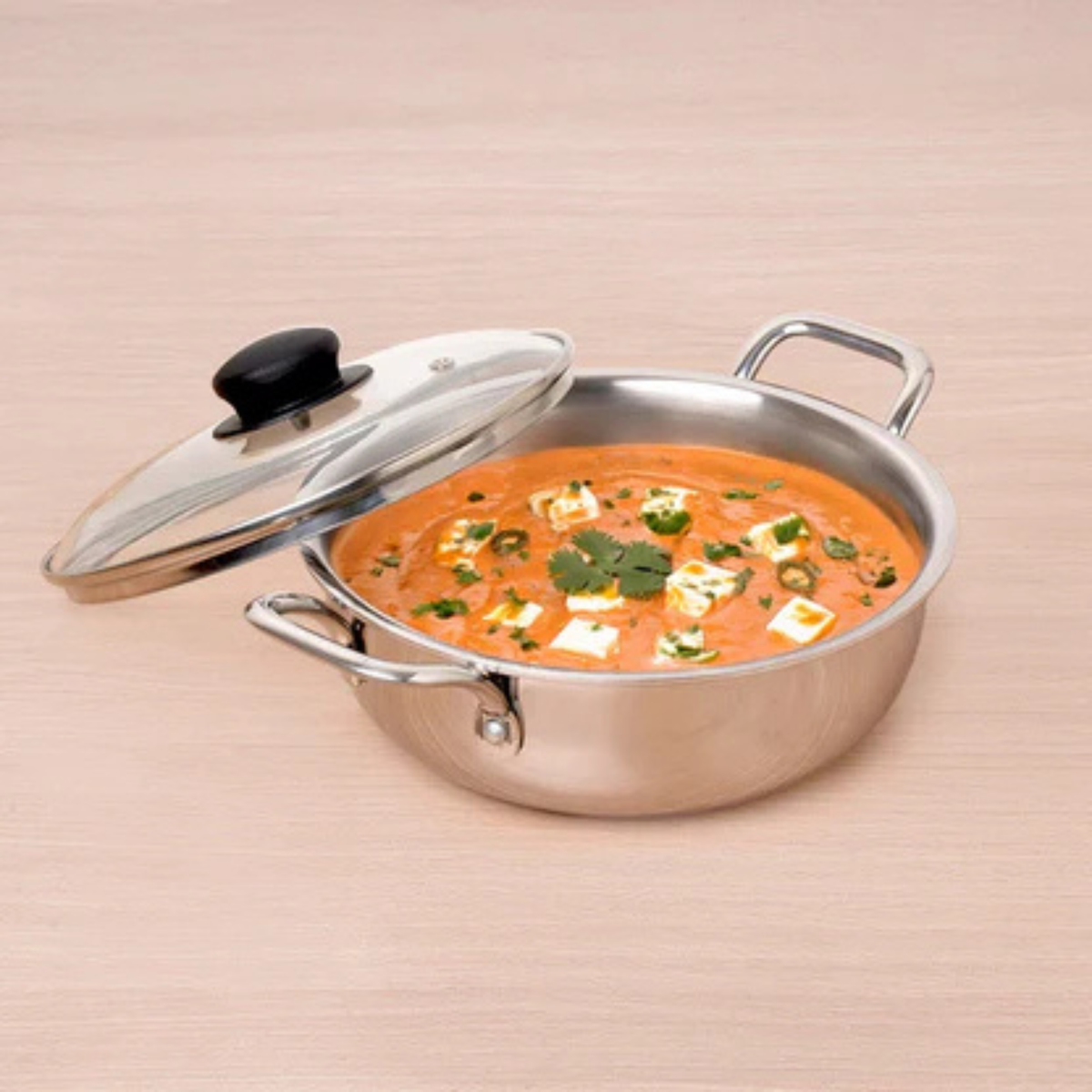 Kadai Steel 3 Ply #14  (With Lid)
