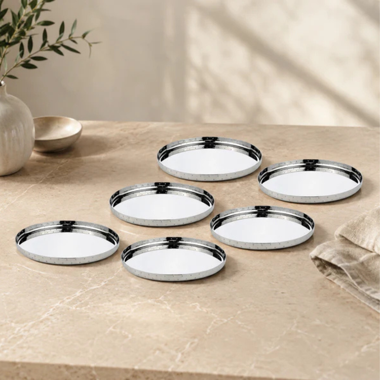Snacks Plate (Stainless Steel) 8" Without Lines
