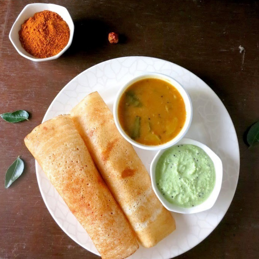 Deep Plain Dosa 8 Pcs. (With Podi Spiced Powder)