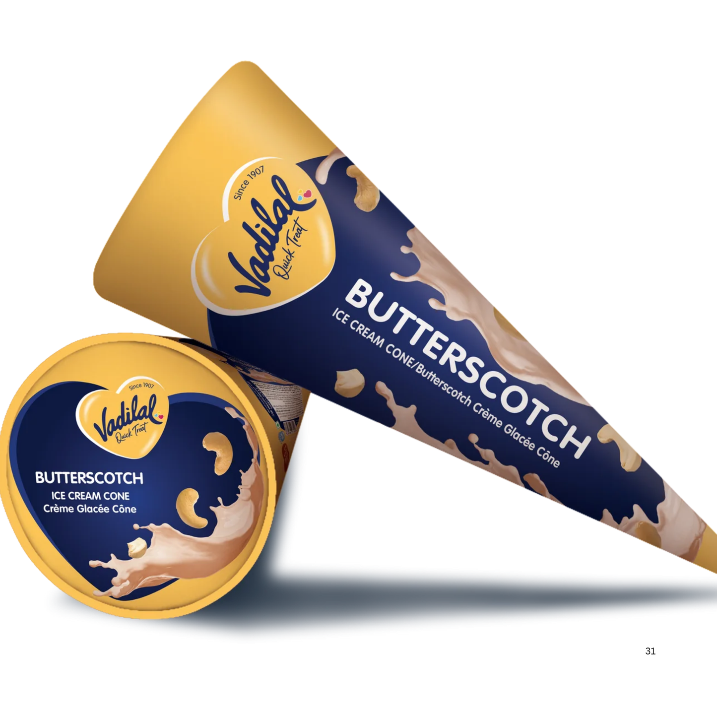Vadilal Butterscotch Ice Cream (Cone) 110 ml.