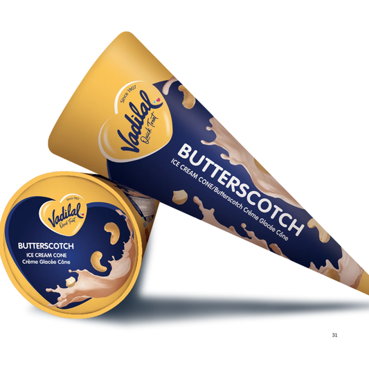 Vadilal Butterscotch Ice Cream (Cone) 110 ml.