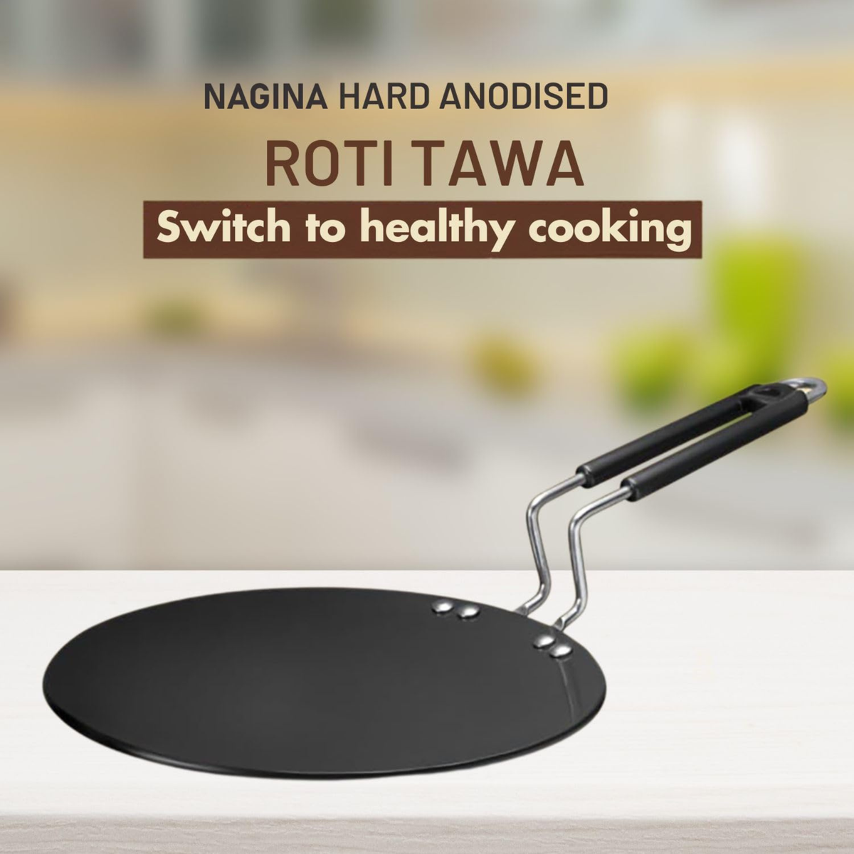 Nagina Hard Anodised Tawa 22 cm.