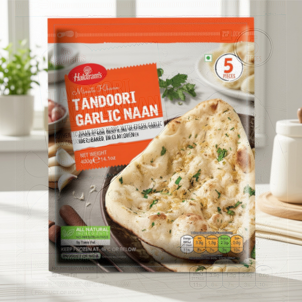 Haldiram Garlic Tandoori Naan (Value Pack) 1.28 Gm.