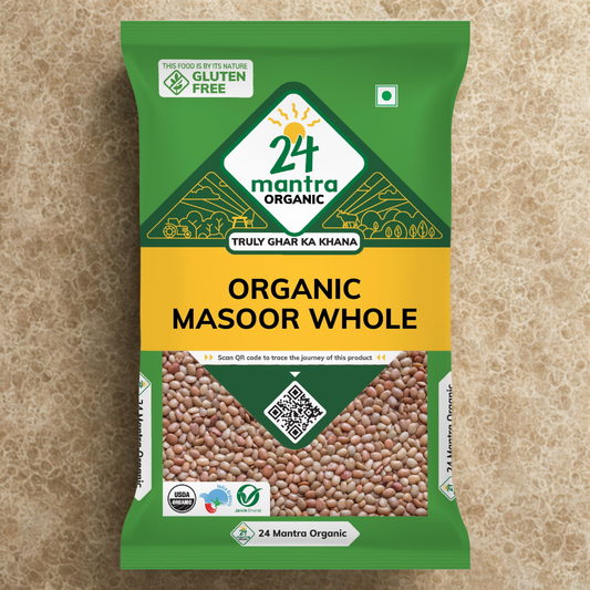 24M Organic Masoor Whole 4 Lb.