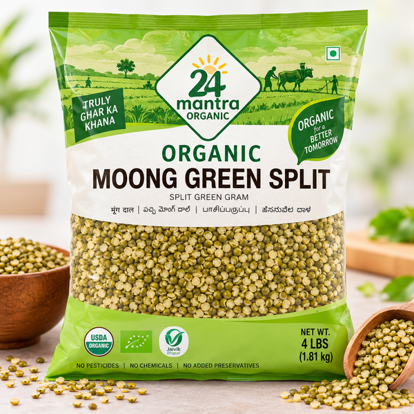 24 Mantra Organic Moong Green Split - 4 Lbs