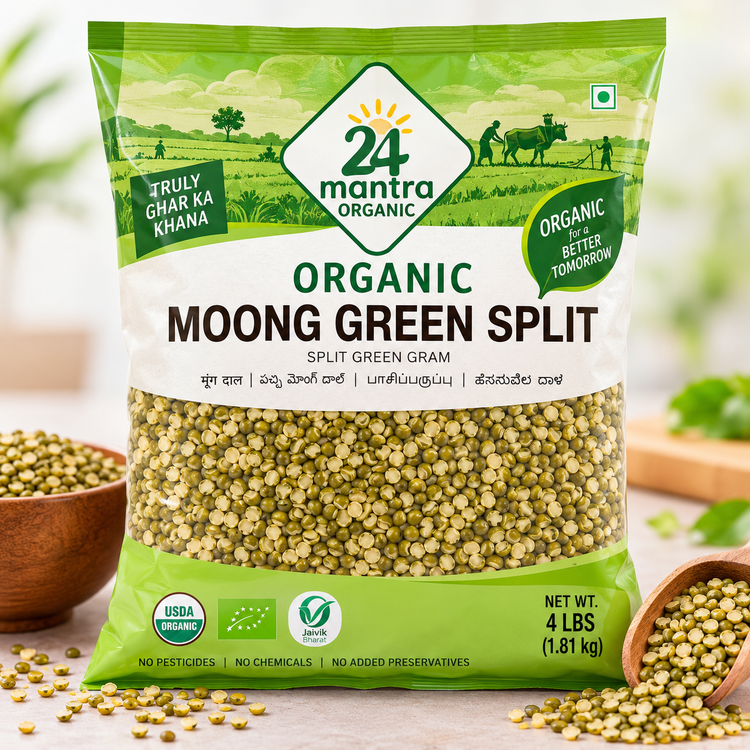 24 Mantra Organic Moong Green Split - 4 Lbs