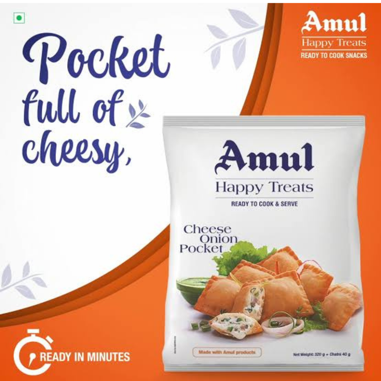 Amul Cheese Onion Samosa Pocket 300 gm.