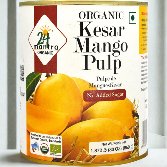 24 Mantra Organic Kesar Mango Pulp 30 Oz.
